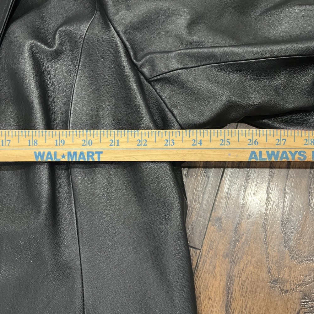 Vtg Newport News‎ Black Leather Long Overcoat Women's Size 22W Matrix/ Mob - Picture 5 of 12